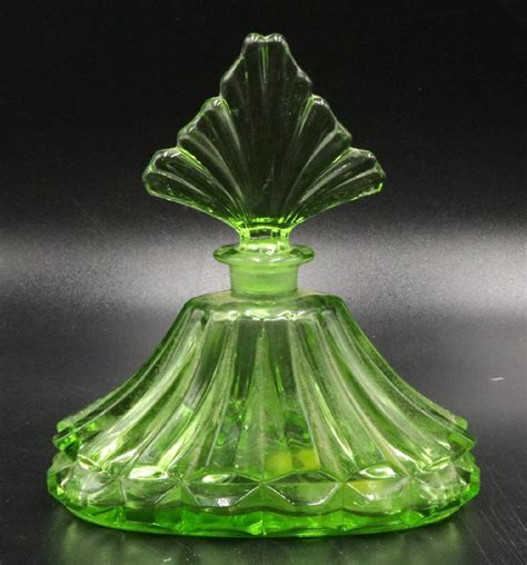 vintage green perfume bottle.